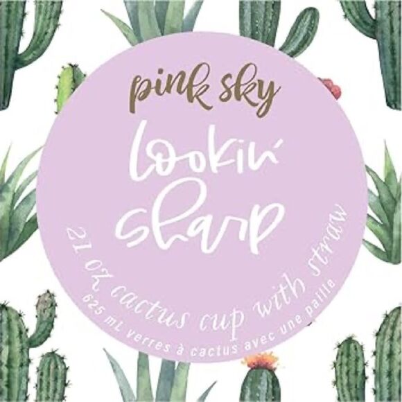 Brand New Pink Sky Cactus Cup 21 OZ Drinking Cup with Straw in Purple 🌵 - Picture 2 of 8